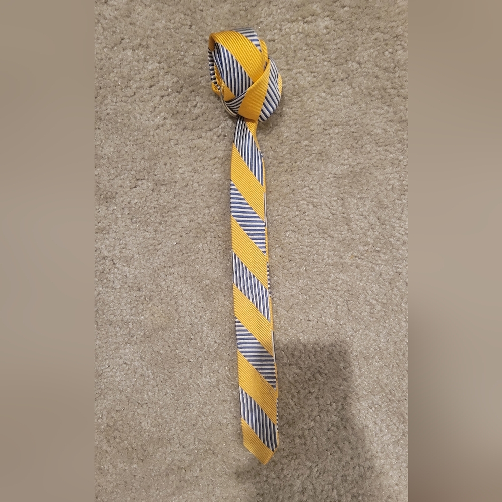 J. Crew Yellow and Navy Diagonal Striped Belt